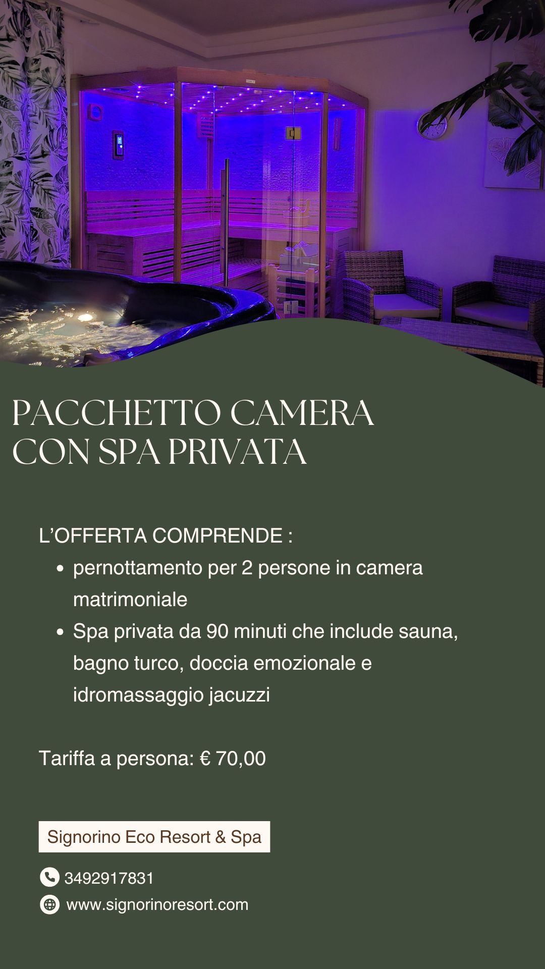 pacchetto camera e spa privata